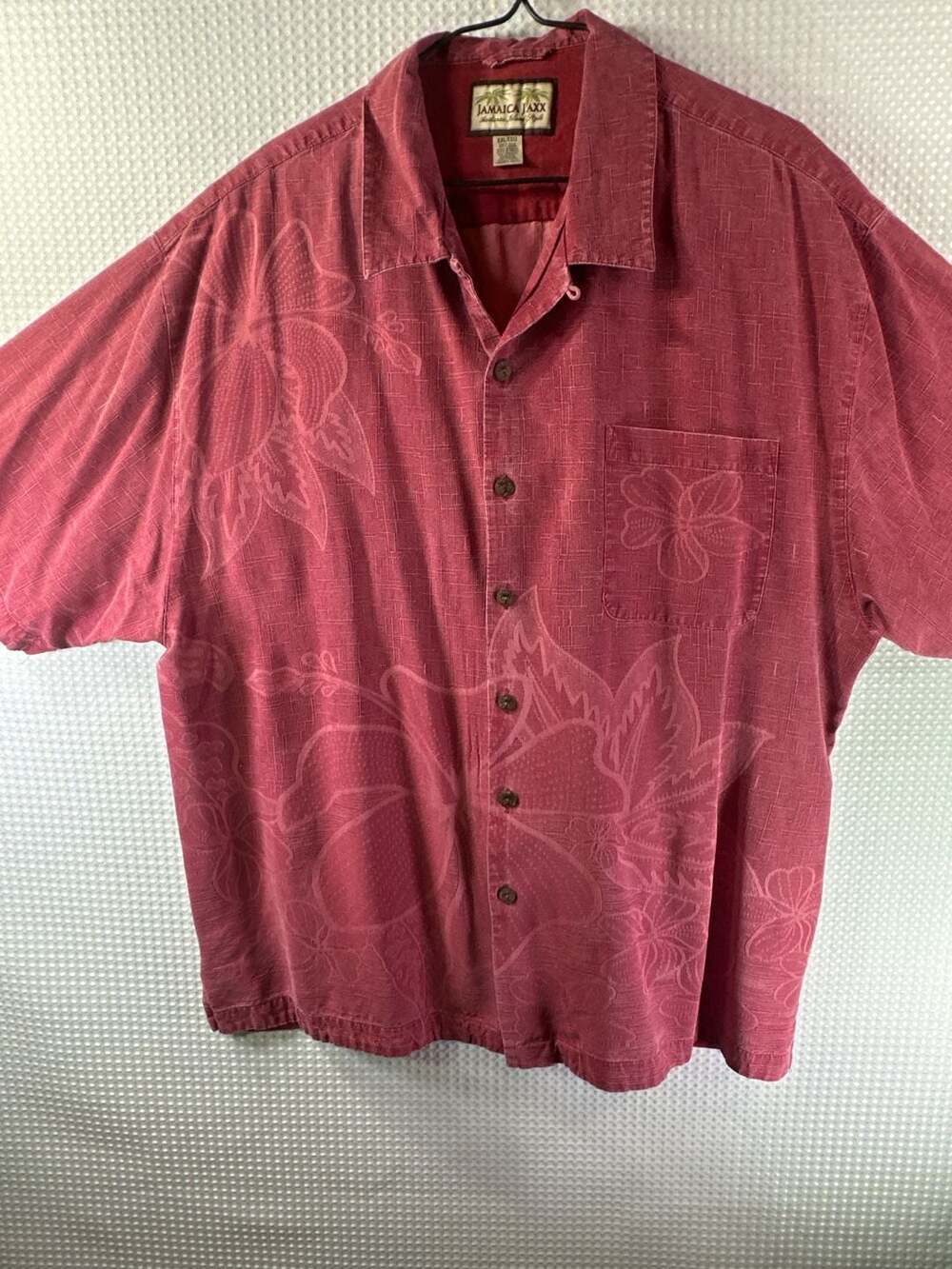 Jamaica Jaxx Authentic Island Style Red 100% Silk Shirt - Picture 1 of 8